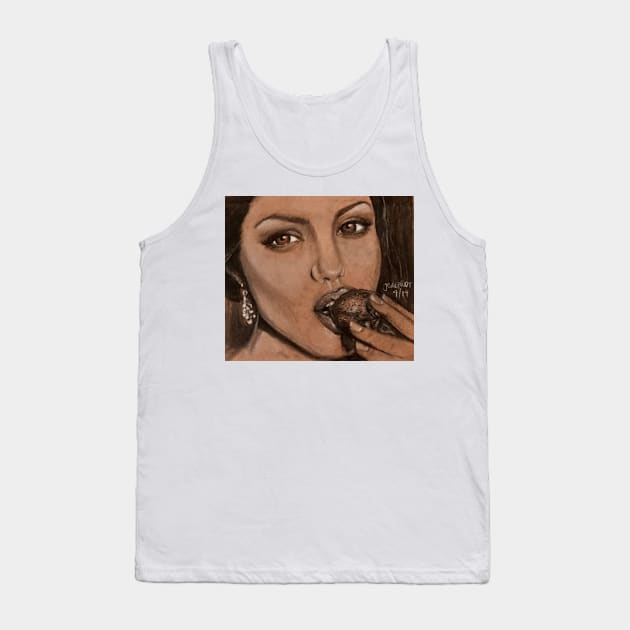 Angelina Jolie eating a strawberry. Tank Top by JedethDT